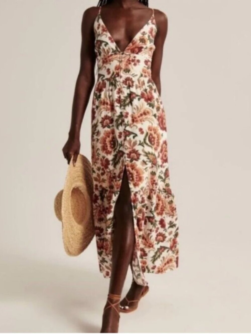 Abercrombie and Fitch Linen-Blend Floral Maxi Skirt
